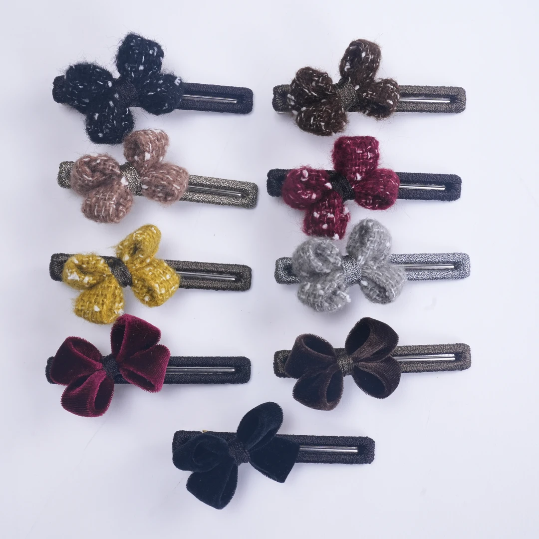 韩国毛线丝绒四叶鸭嘴夹韩版碎发夹气质发饰韩版ins可爱少女女团