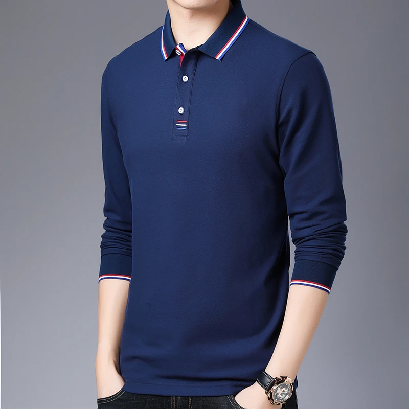 【专柜正品】秋季新品高档男士时尚商务翻领Polo衫休闲上衣9909