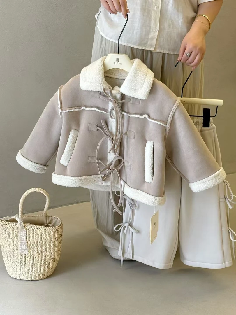 6989【AW】韩版女童儿童绑带外套 Keke