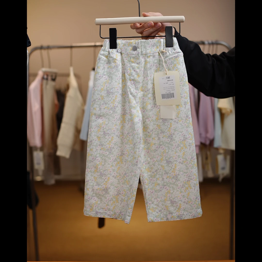 C4177【BKT】韩版碎花直筒裤