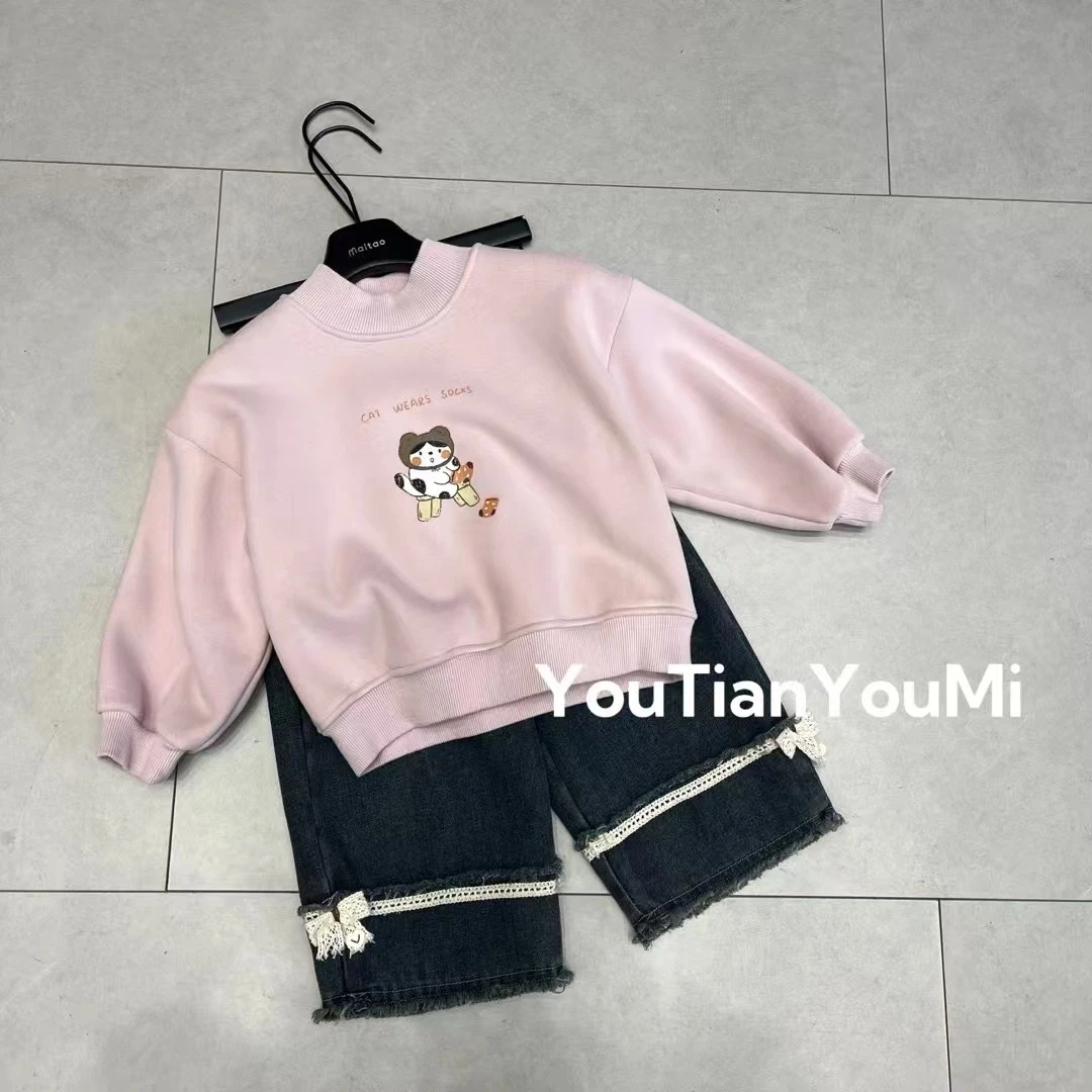 【加绒】24090【有田有米】韩版半高领印花卫衣 Keke