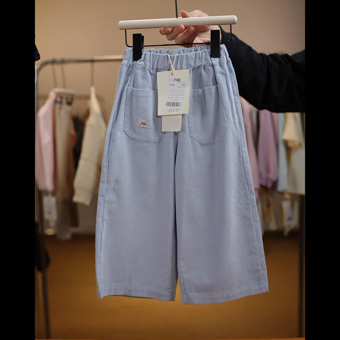 C4339 [BKT]   韩系小熊灯芯绒裤