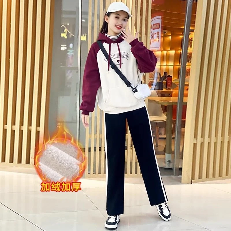女孩显瘦加厚保暖裤少女休闲洋气初中高中学生运动时尚宽松秋冬季