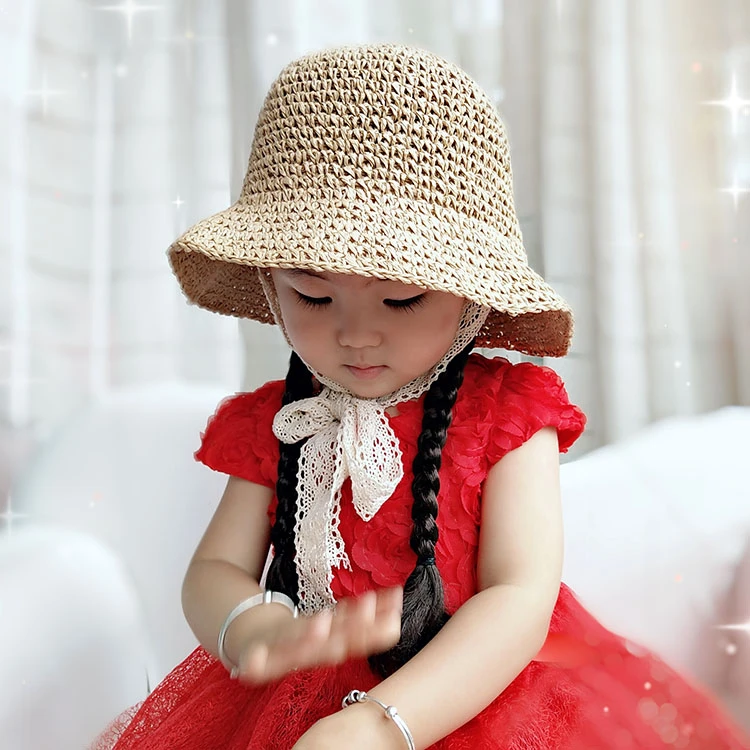 公主宝宝夏季遮阳帽太阳帽蕾丝儿童沙滩防晒帽婴儿夏天薄沙滩女宝