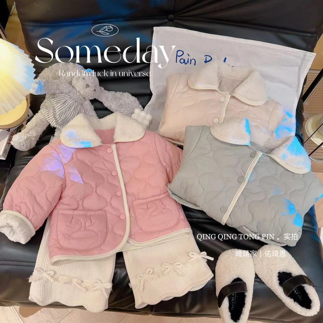 女童棉服外套冬装洋气夹棉上衣儿童百搭保暖棉衣宝宝棉袄冬季