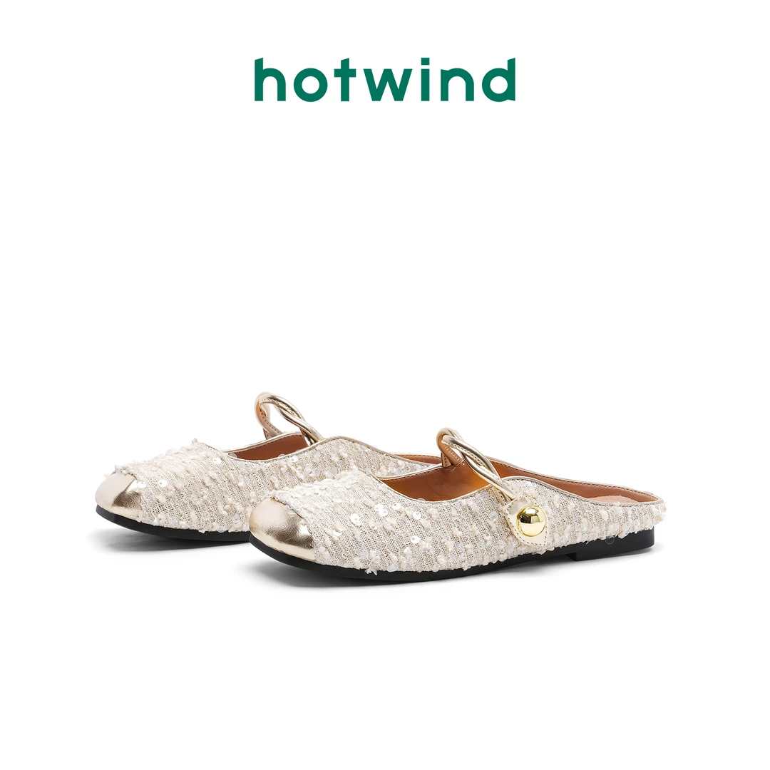 Hotwind/热风百搭软底拖鞋2024新款春夏气质手工时尚单鞋七夕浪漫