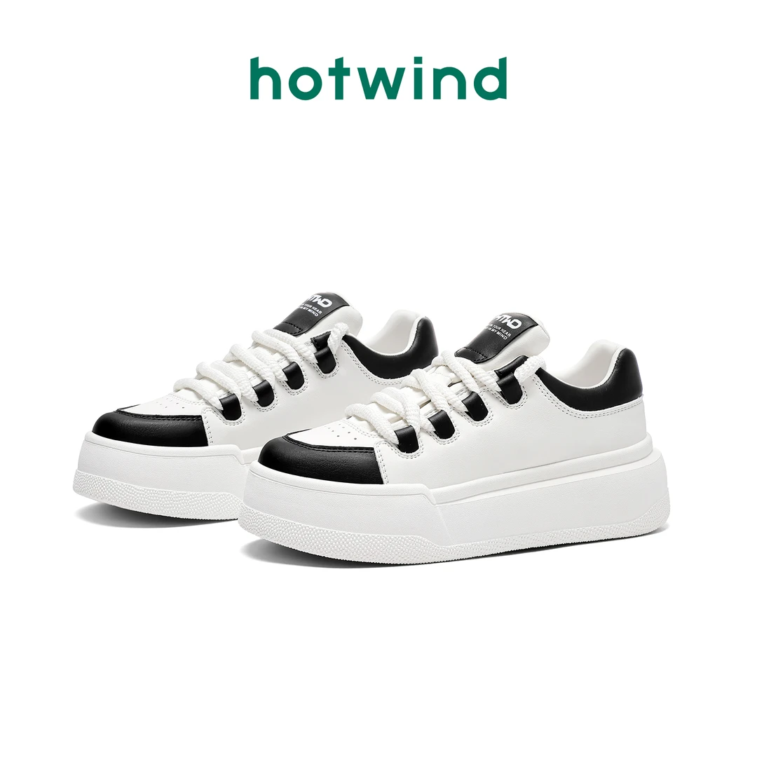 Hotwind/热风简约小白鞋圆头简约系带百搭板鞋H01W4Y09-AQ-X