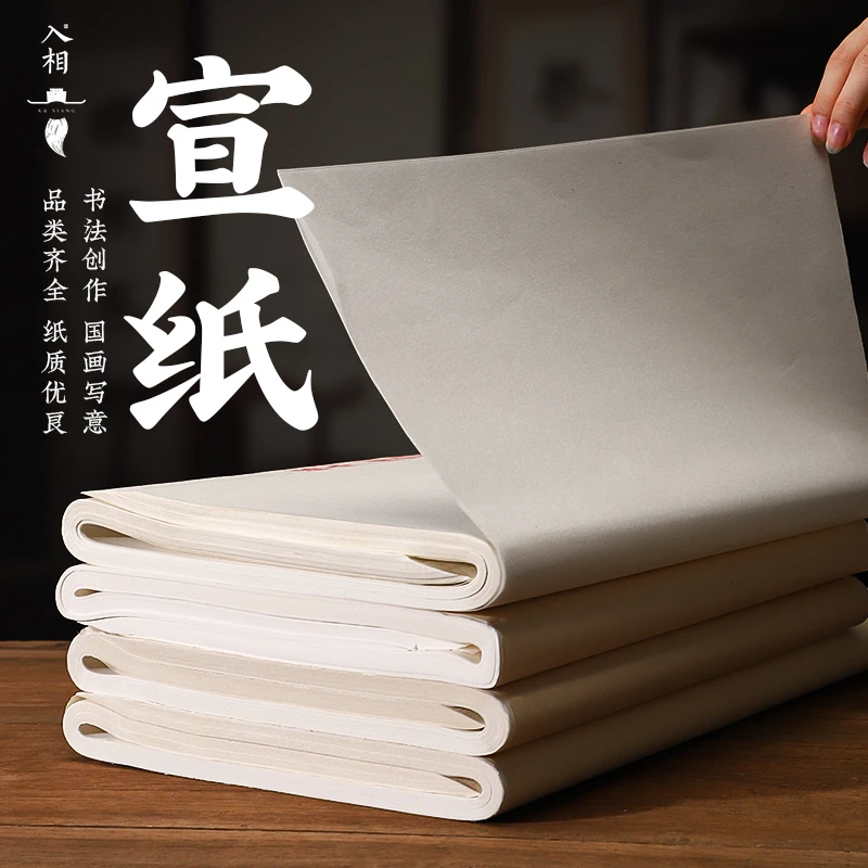 入相宣纸四尺对开三开四开宣纸毛笔字练习纸书法专用半生半熟宣纸