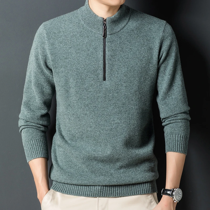 【羊毛衫】2024年冬季款男士保暖修身加厚套头拉链羊毛衫针织603