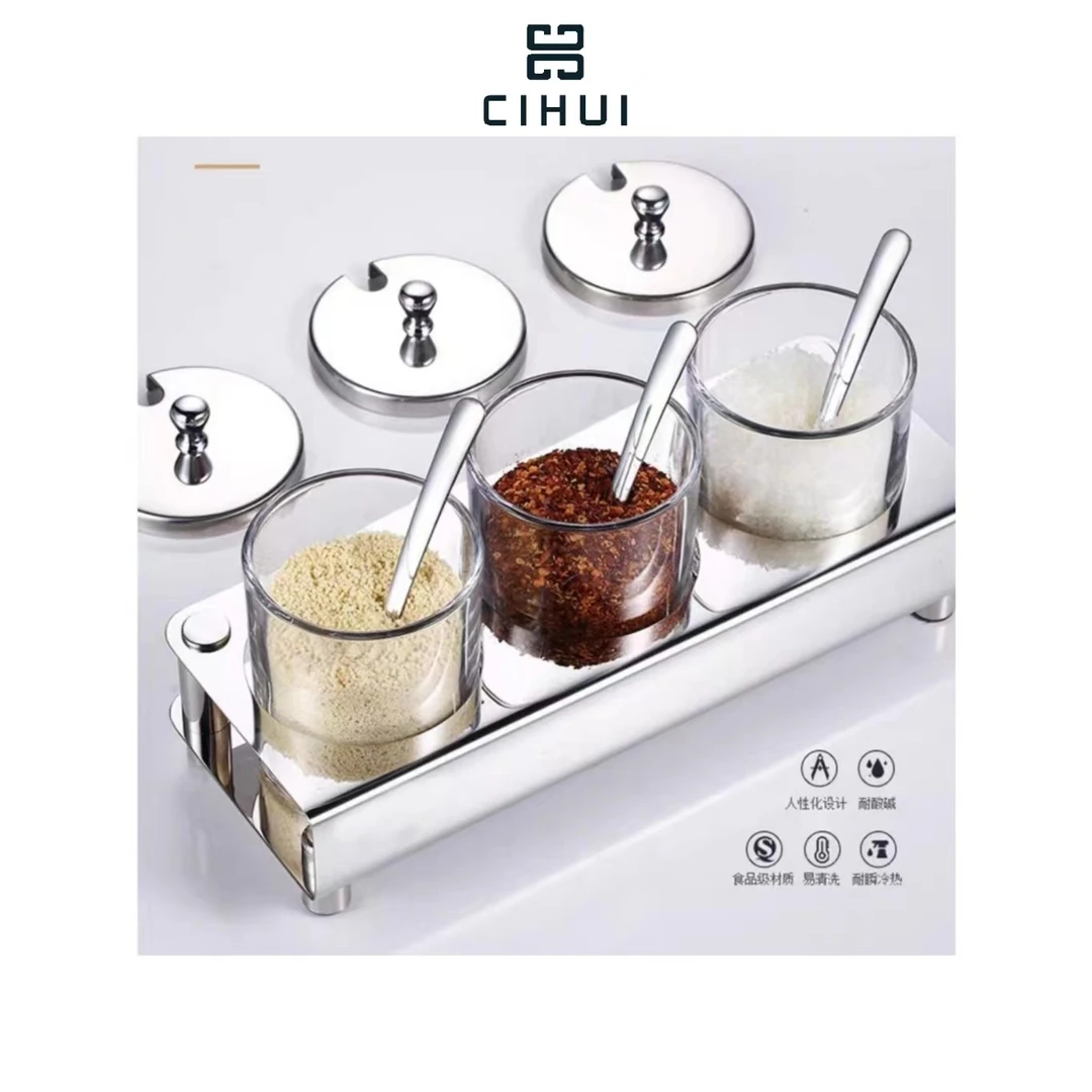 德国戴德 不锈钢家用玻璃辣椒佐料调料罐盐罐套装调料盒厨房用