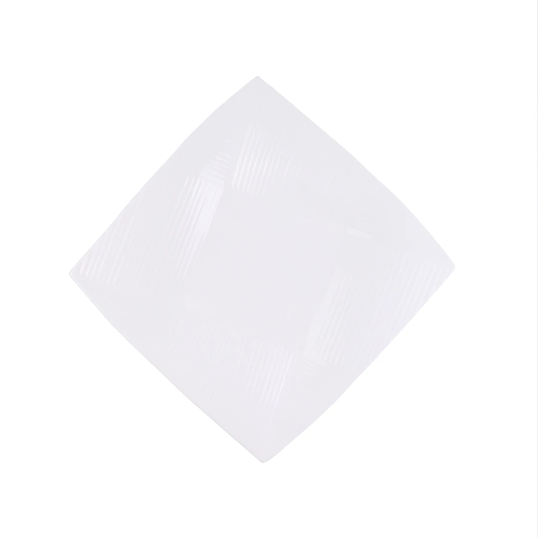 白骨瓷餐具 丝纹折纸方盘27cm 创意简约纯色方形餐盘水果沙拉盘