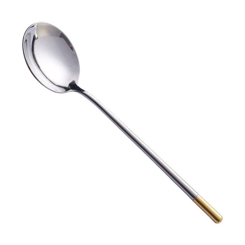 【2支】秋とLANカ-ペンタ家用简约高档柄艾拉金镜面勺子汤勺主餐勺甜品勺