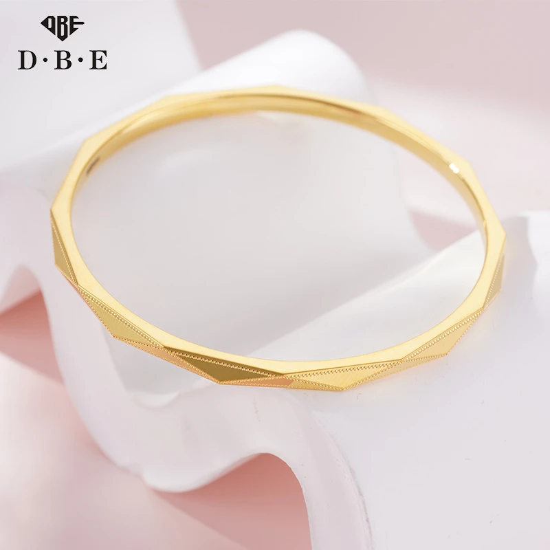 【DBE珠宝】 5G足金黄金镜面金菱格轻奢经典简约手镯