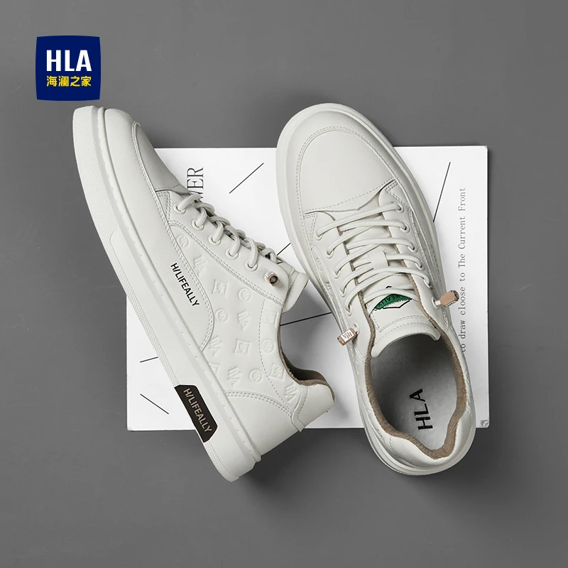 海澜之家男鞋秋季透气软底运动小白板鞋男士潮鞋百搭增高休闲皮鞋