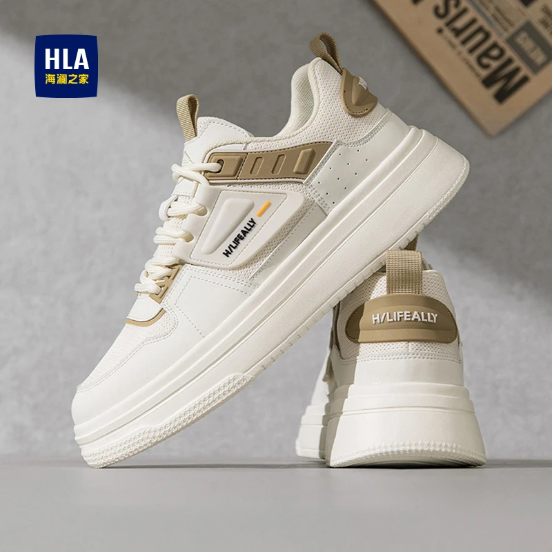 海澜之家男鞋秋季网面透气潮牌休闲板鞋男士厚底百搭运动小白潮鞋