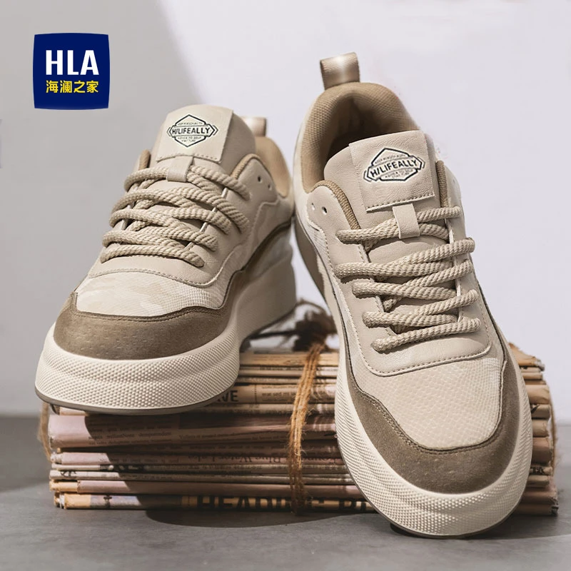 海澜之家男鞋冬季厚底运动休闲板鞋男士百搭春秋工装潮鞋加绒棉鞋