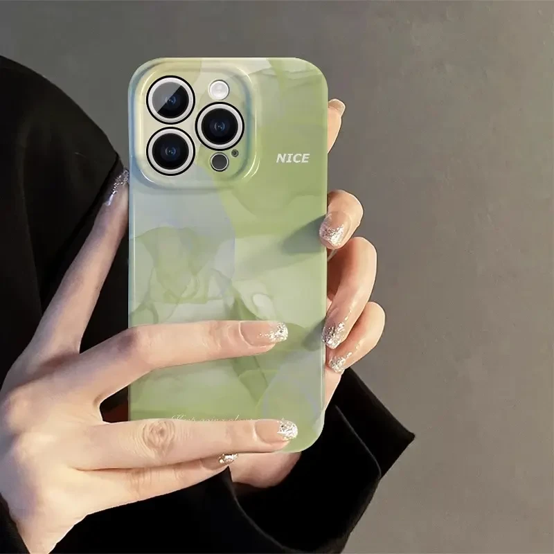 苹果/vivo/华为/oppo小米15菲林绿色晕染新款手机壳全型号