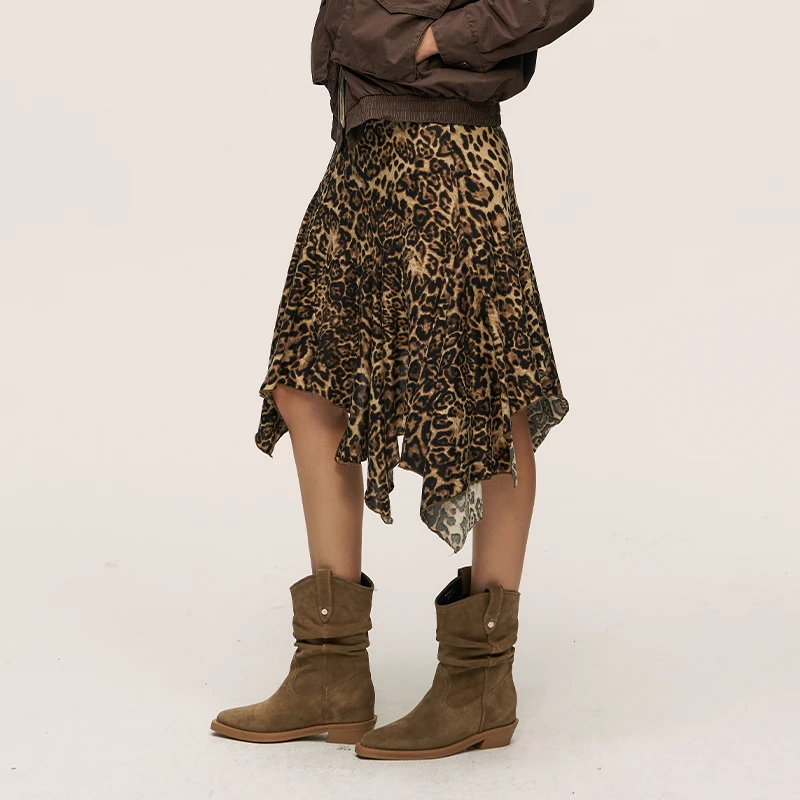 LABER THREE X THE ENES 美式复古百搭不规则拼接豹纹针织半身裙