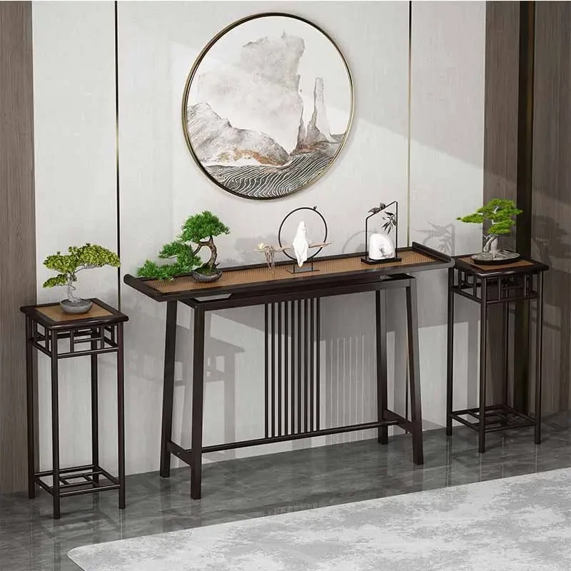 新中式玄关桌家用门厅端景台禅意供桌条案简约客厅靠墙香案几佛台