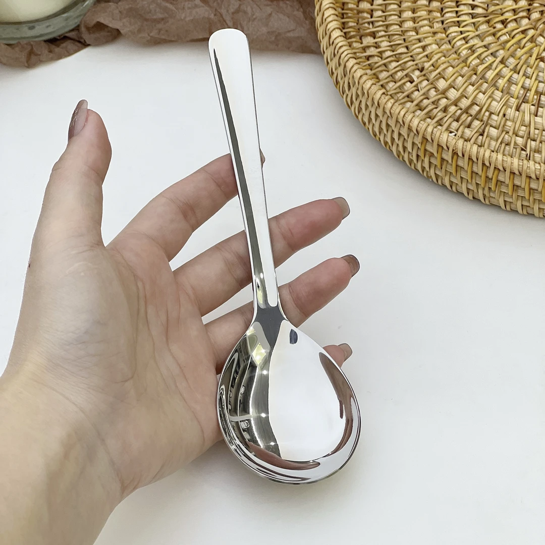 18/10钢加厚蛋壳勺 家用勺子长柄韩式勺干饭勺成人汤勺吃饭