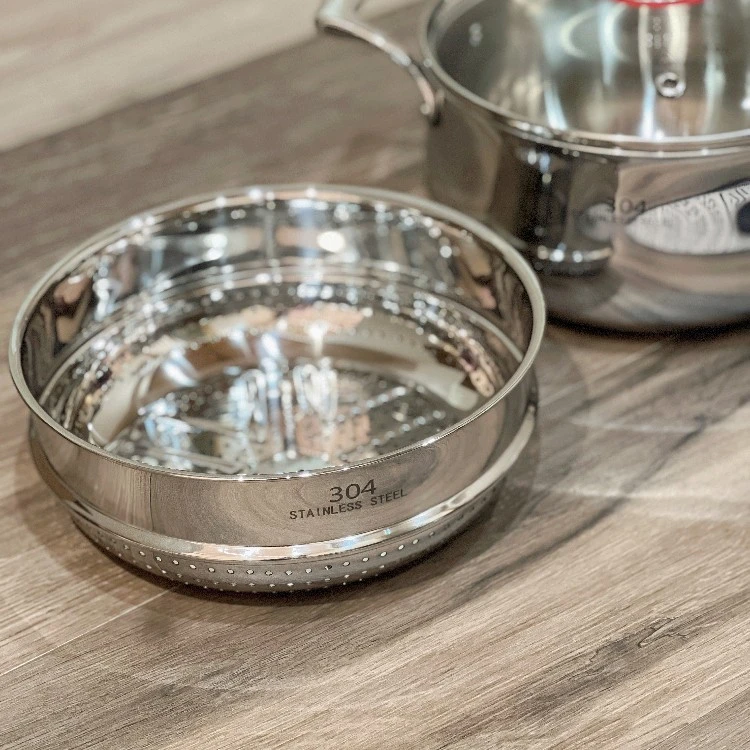 304不锈钢苹果锅奶锅蒸格22cm16cm隔热蒸屉蒸笼家用加厚