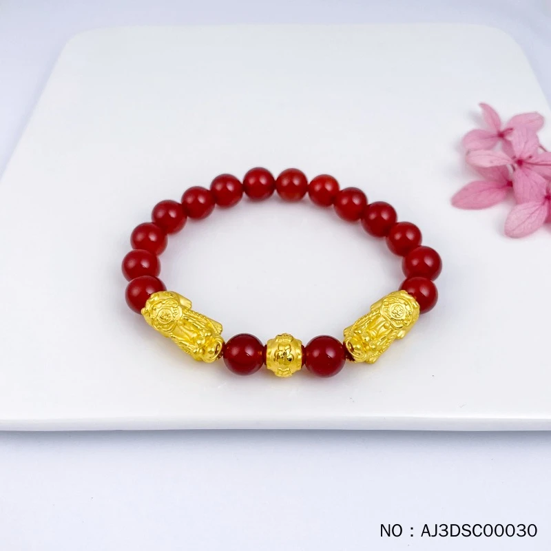足金福字转运珠貔貅手串