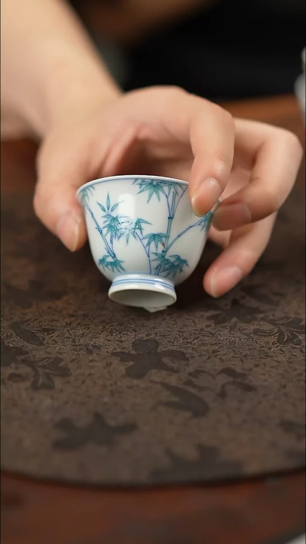 【闪购商品】紫砂茶壶竹子斗彩杯