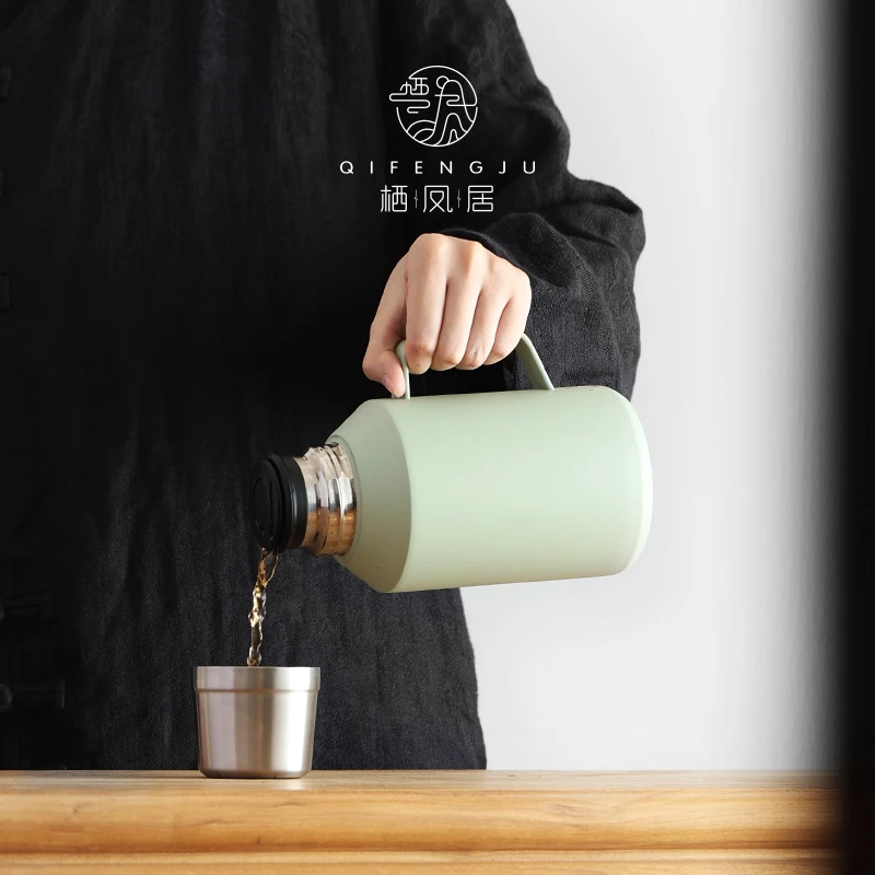 QIFENGJV/栖凤居316不锈钢保温茶水壶大容量旅游便携家用焖茶壶