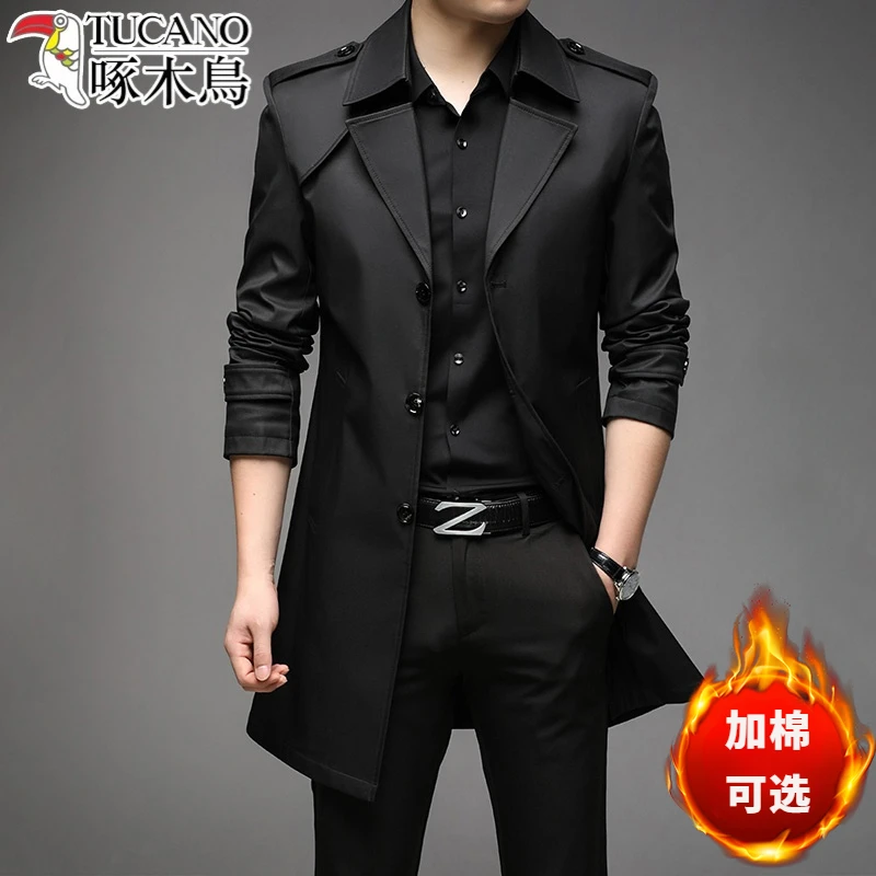 TUCANO/啄木鳥男士风衣中长款春秋季商务英伦翻领中青年大衣外套
