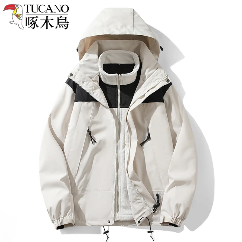 TUCANO/啄木鳥户外冲锋男女三合一可拆卸防风防水登山服情侣外套