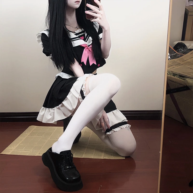 朵蜜拉夏季性感少女动漫睡衣套装白色jk服装学生兔女郎兔女郎