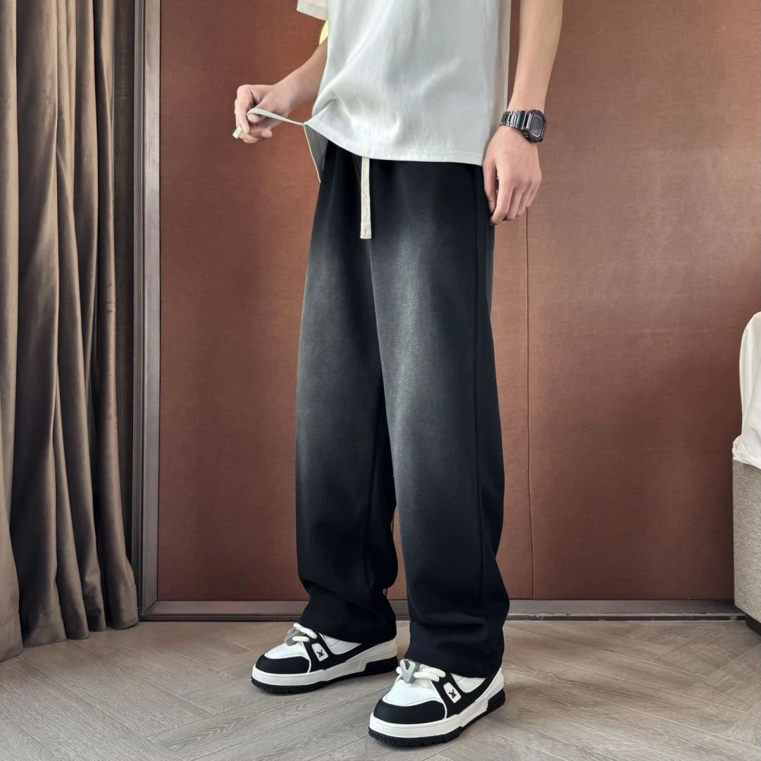 2024新品磨白潮流高级感 ins休闲直筒百搭长裤垂感直筒卫裤男