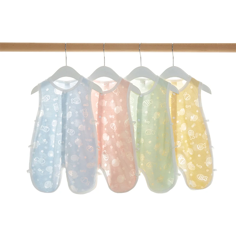 宝宝烧花琵琶连体衣婴儿夏季薄款无袖镂空夏天轻薄睡觉儿童款睡衣