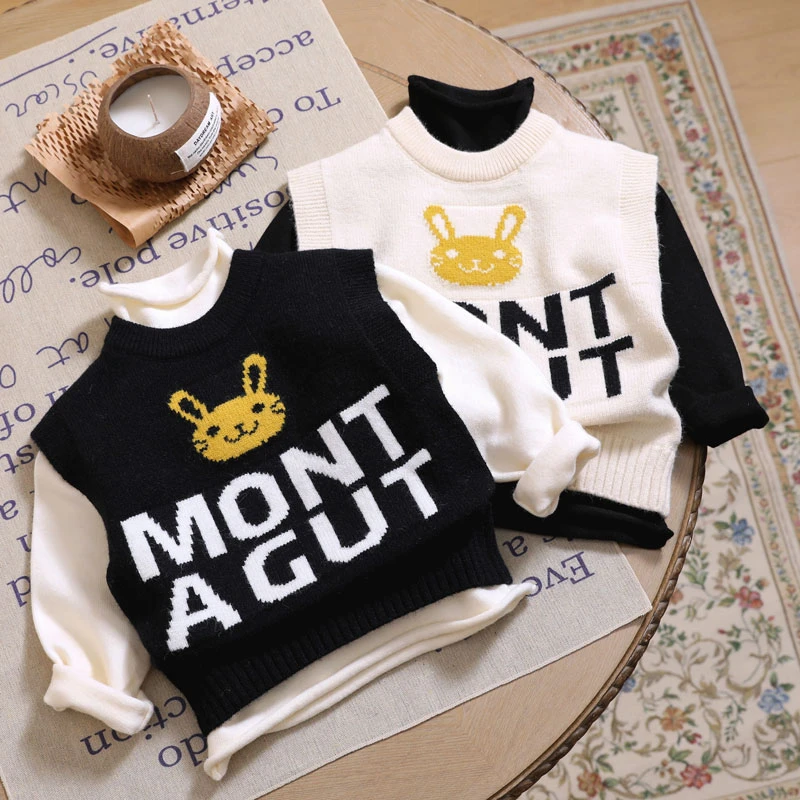 儿童童装马甲春秋毛衣洋气针织衫打底秋冬马夹线衣中小女童坎肩