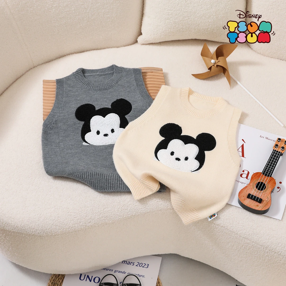 迪士尼儿童针织背心春秋季洋气宝宝外穿中小童卡通套头