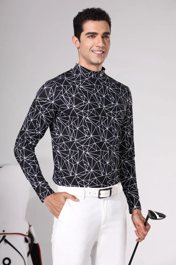 奥蓝克高尔夫服装男秋冬新款运动golf长袖T恤保暖上衣