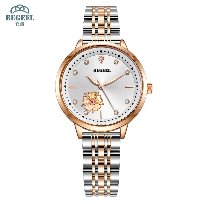 宾爵BEGEEL腕表山茶花系列进口石英机芯时尚女士简约气质高级手表