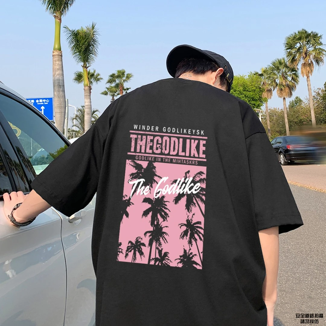 GODLIKE/古莱登夏季短袖T恤纯棉男女同款潮牌半袖纯棉宽松落肩t恤