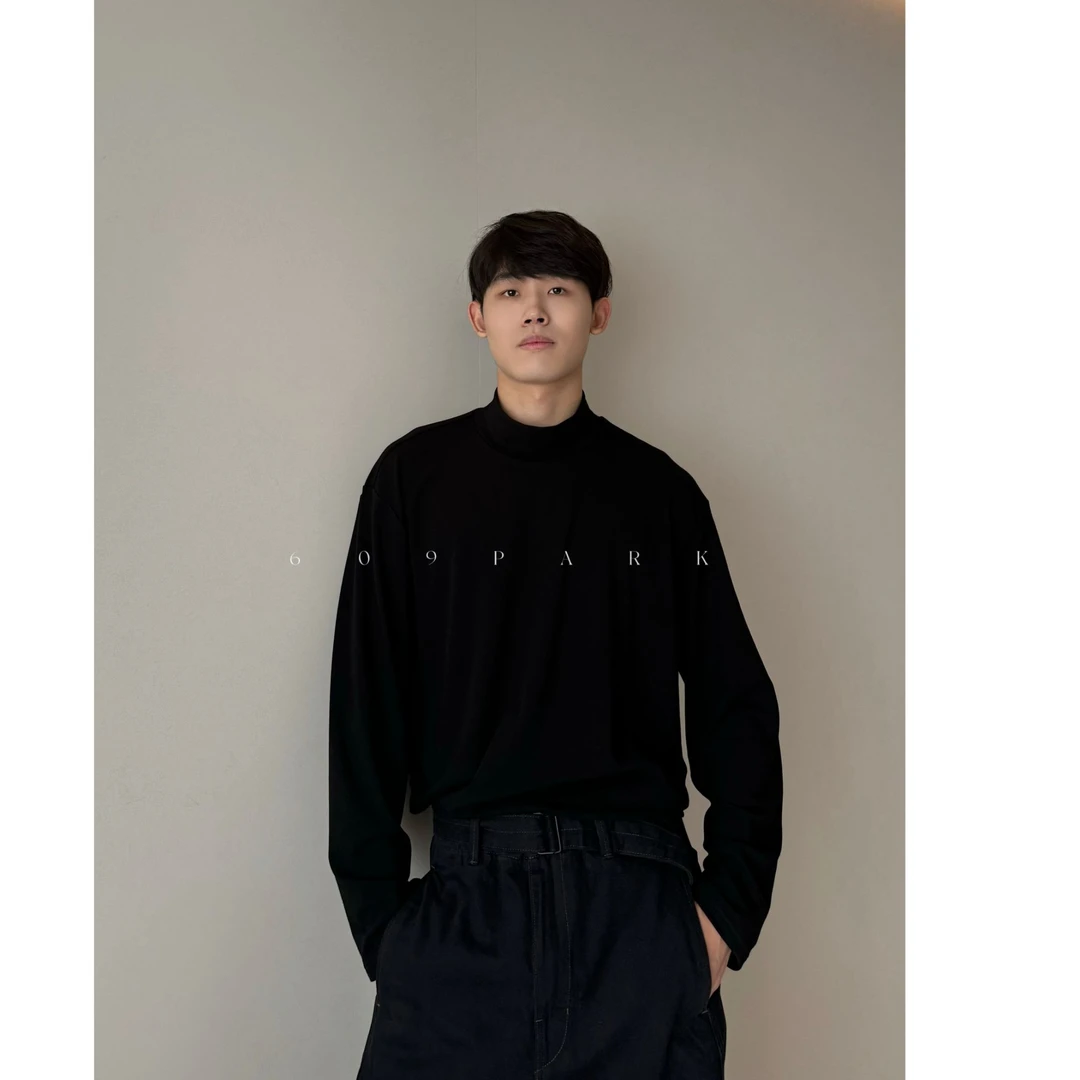 609PARK 莱赛尔天丝羊毛纯色长袖半高领打底ST965