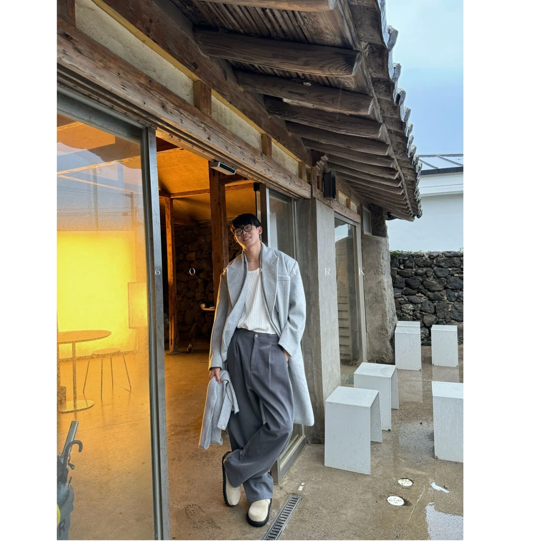 609park假两件廓形毛呢大衣