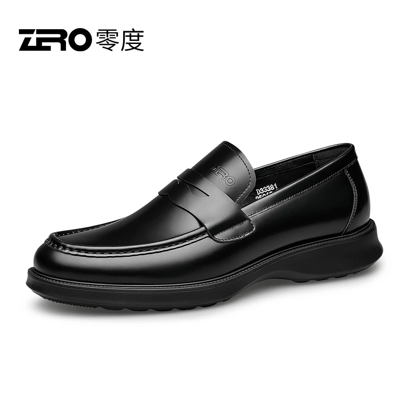零度商务休闲男鞋春季新品舒适羊皮内里轻厚底便耐磨套脚鞋D33381