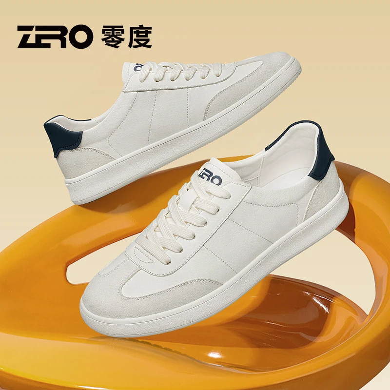 [雅韵东方]零度男鞋2025夏季新款轻质粒面皮休闲板鞋透气小白鞋潮