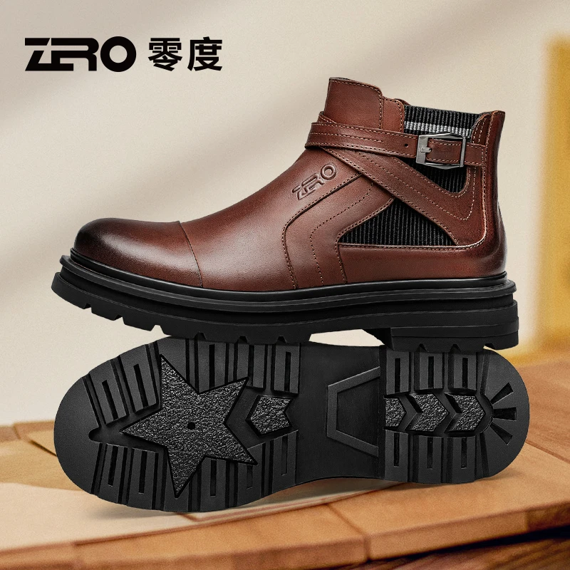 「锋途」ZRO零度男鞋复古工装靴高帮真皮靴男士潮流百搭休闲马丁靴