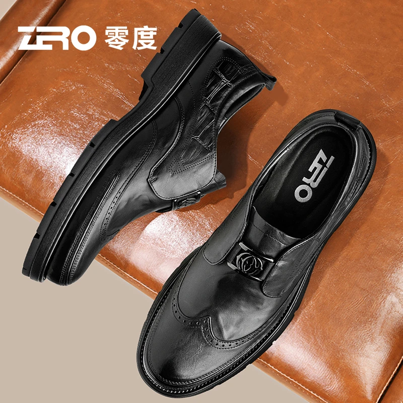 「墨痕」ZRO零度男鞋厚底增高商务正装皮鞋羊皮内里德比鞋男士婚鞋