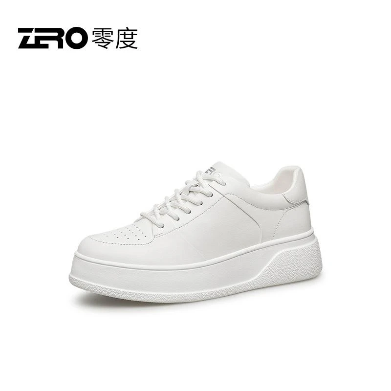 零度女鞋白色休闲鞋2025夏季新款羊皮内里厚底增高板鞋潮WSF1002