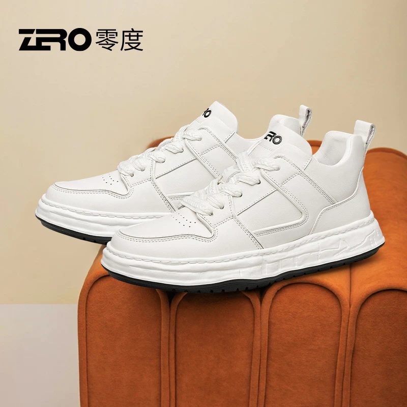 零度男鞋户外休闲板鞋春季时尚白色轻便耐磨增高鞋低帮鞋XS33750