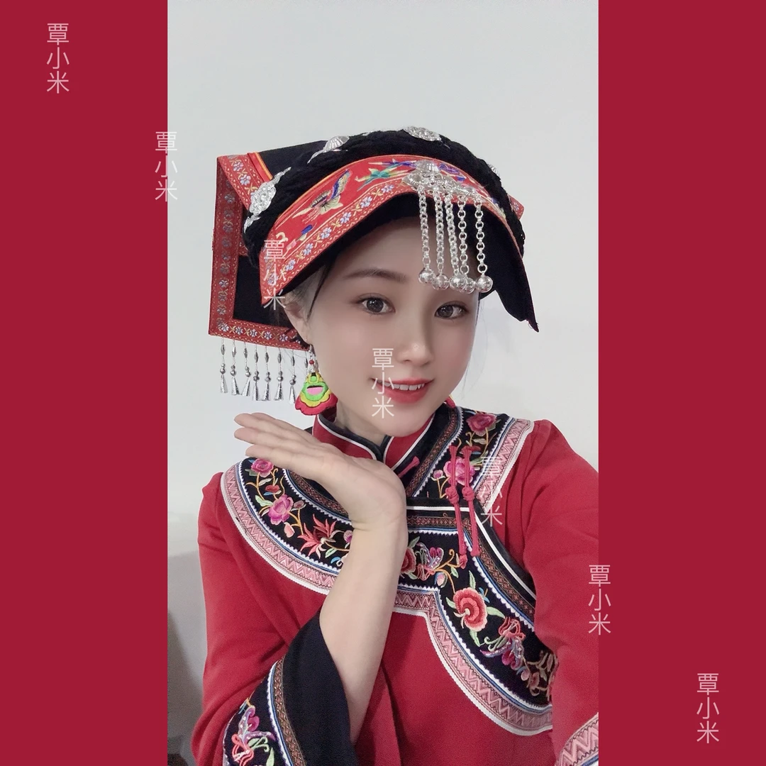 2025新款少数民族新娘帽子壮族贵州布依族少数民族服装新款刺绣