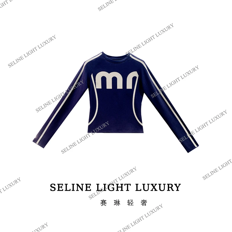 【24Q-071】2024 SELINE 设计感秋冬圆领字母打底时尚休闲上衣