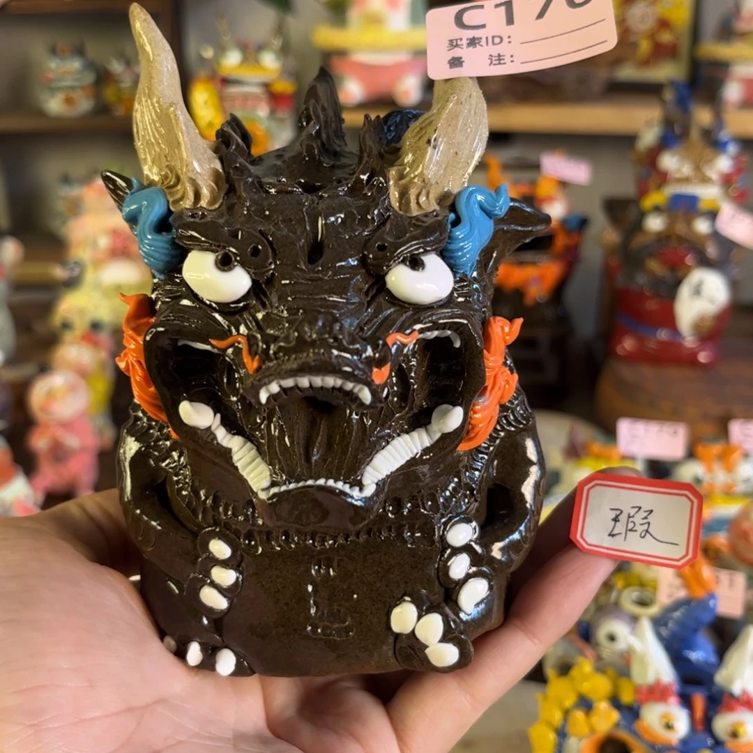 泥塑挥**遒纯手工茶宠摆件