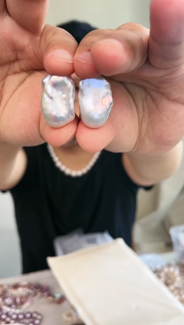 【闪购商品】淡水珍珠耳饰银S925镶嵌巴洛克